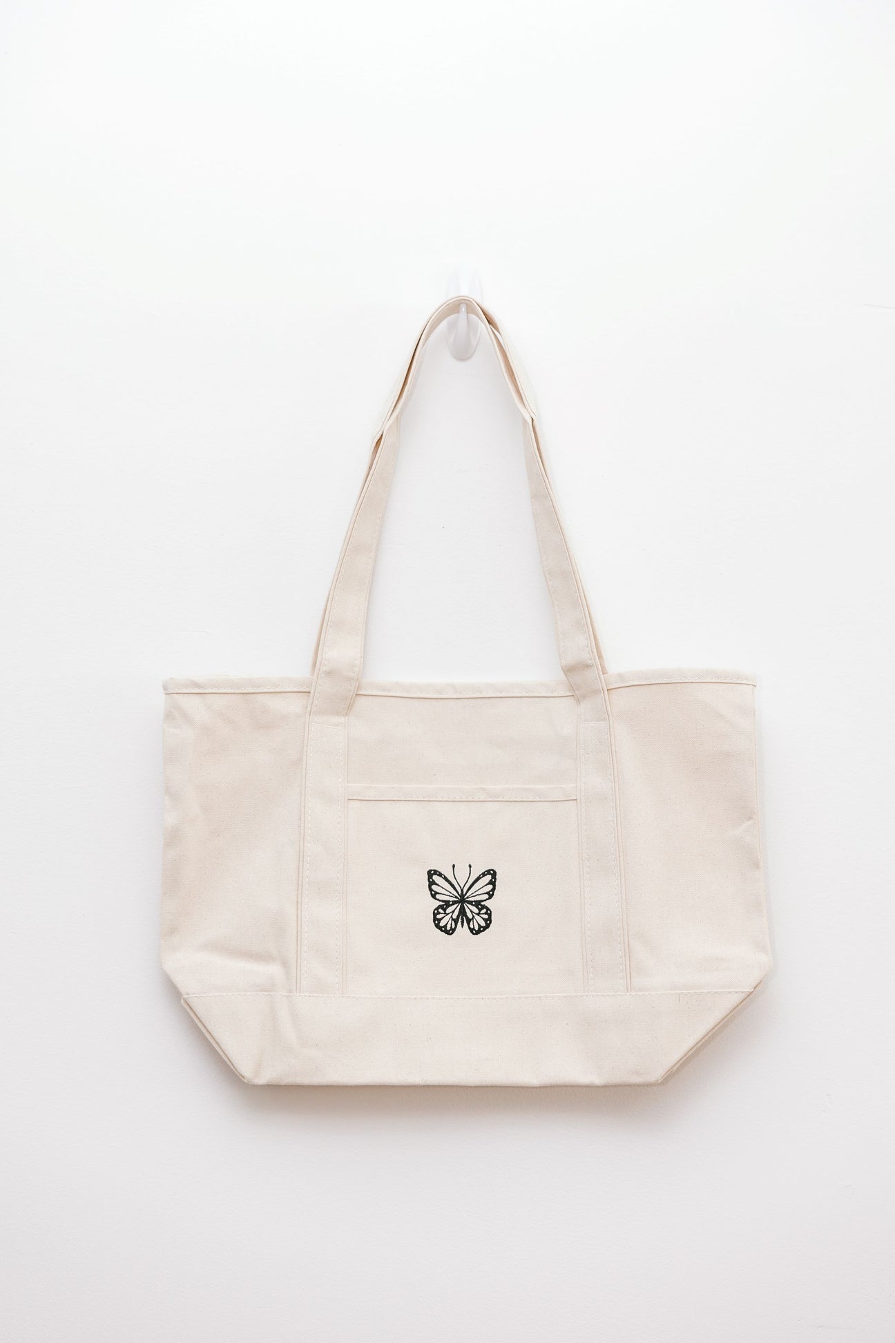 Black Butterfly Pocket Tote Bag