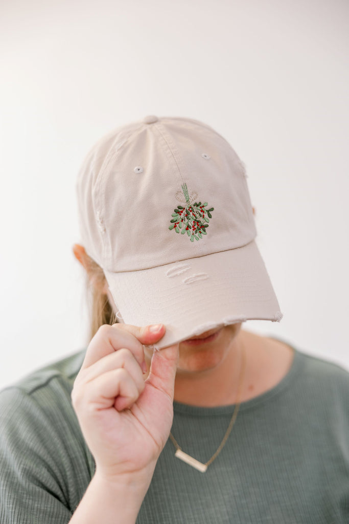 Threads By Gram - Mistletoe Satin Vintage Style Embroidered Hat Model
