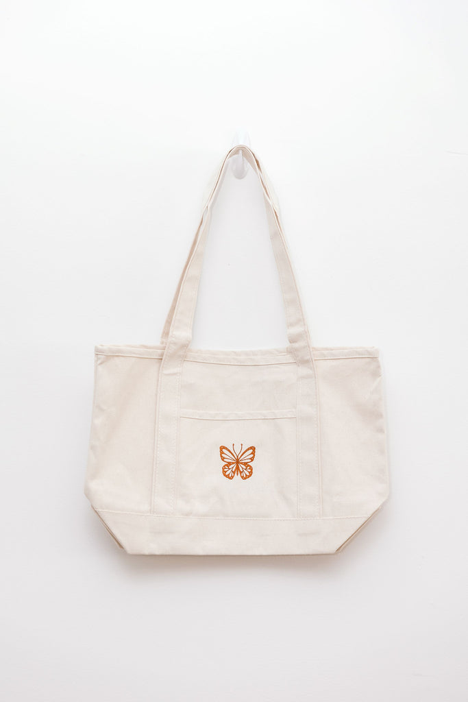 Rust Butterfly Pocket Tote Bag