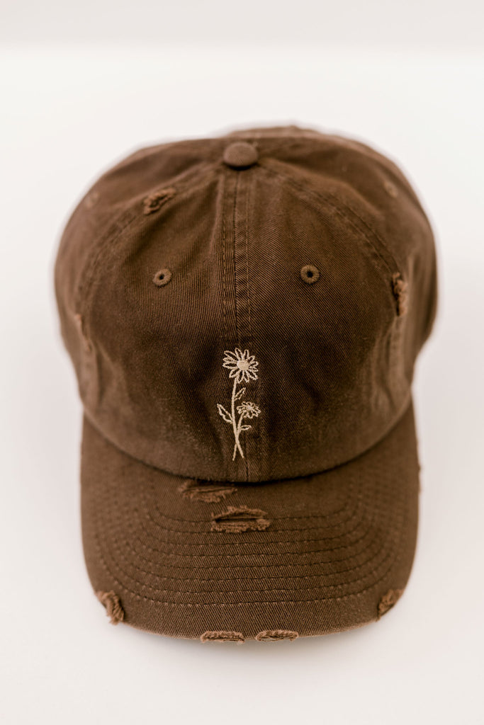 April Brown Vintage Style Embroidered Hat