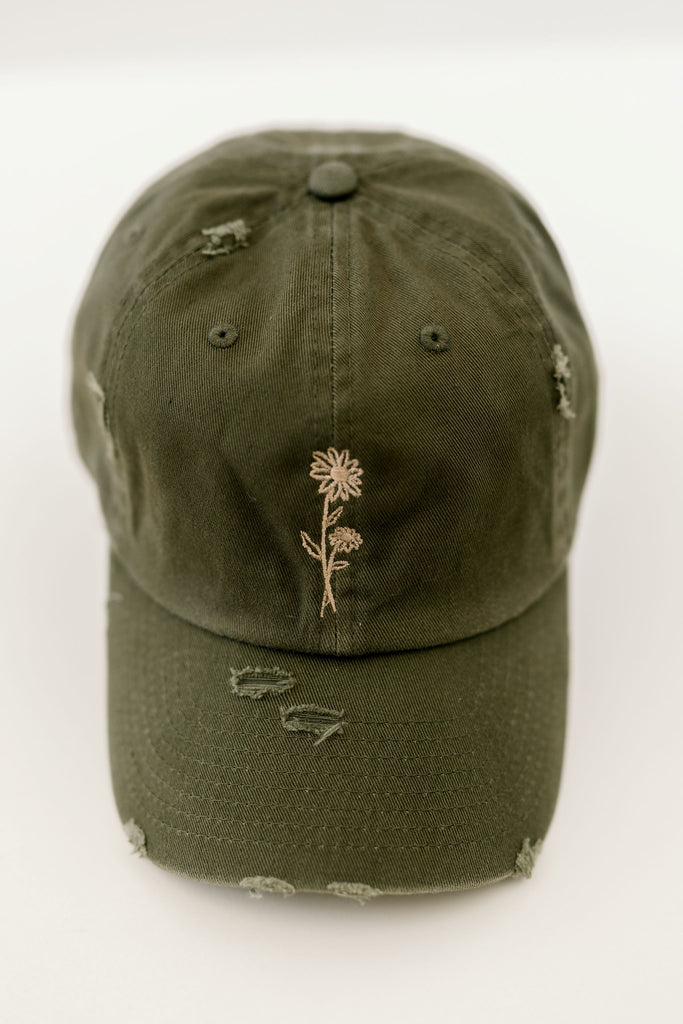 April Olive Vintage Style Embroidered Hat