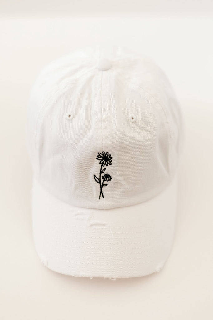 April White Vintage Style Embroidered Hat