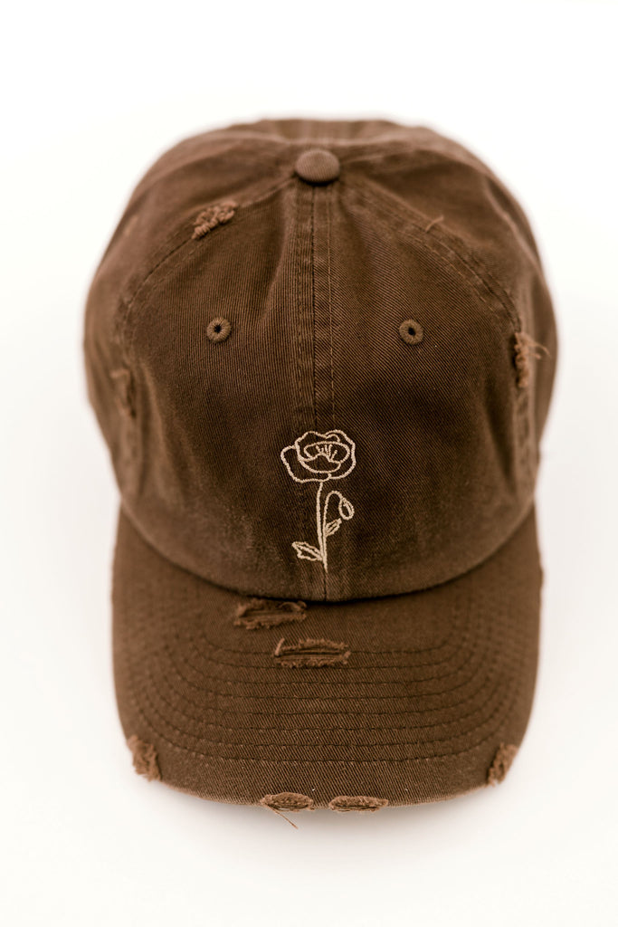 August Brown Vintage Style Embroidered Hat