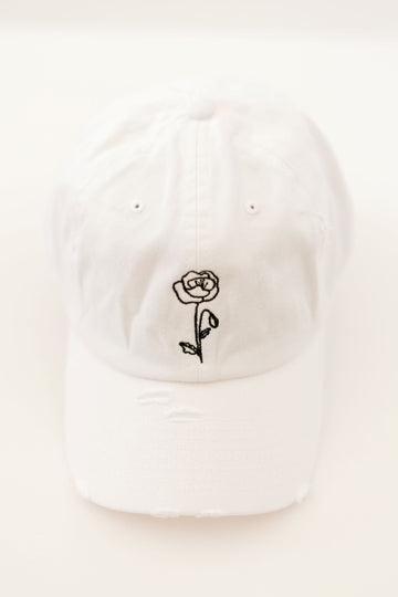 August White Vintage Style Embroidered Hat