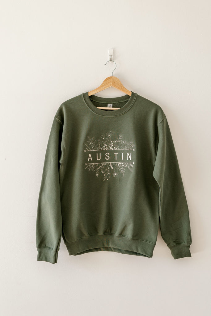 ThreadsbyGram-AustinWildflowerMilitaryGreenColorCrewneckSweatshirt