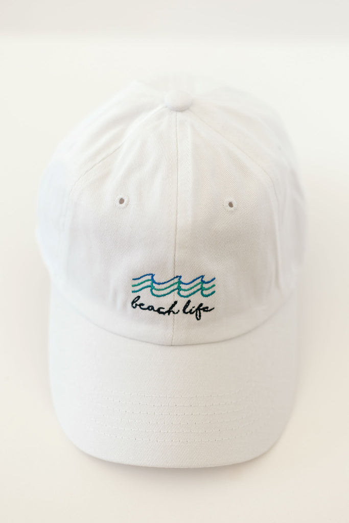 Beach Life White Colorr Embroidered Hat
