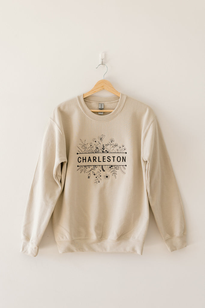 Charleston Wildflower Sand Color Crewneck Sweatshirt