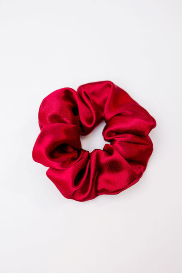 Dark Red Silk Scrunchie