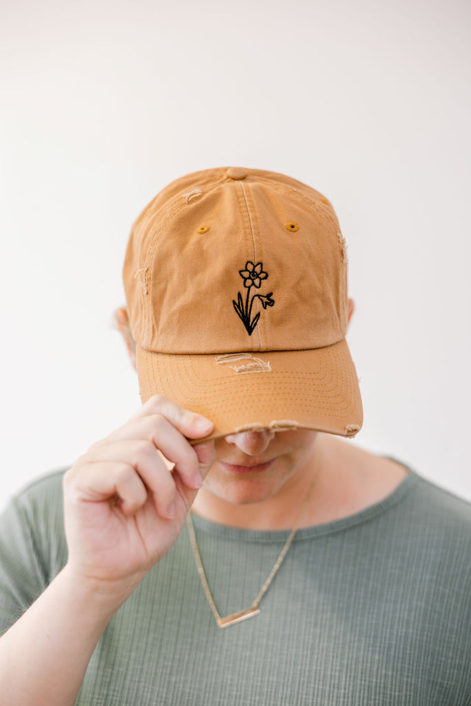 December Timber Vintage Style Embroidered Hat Model