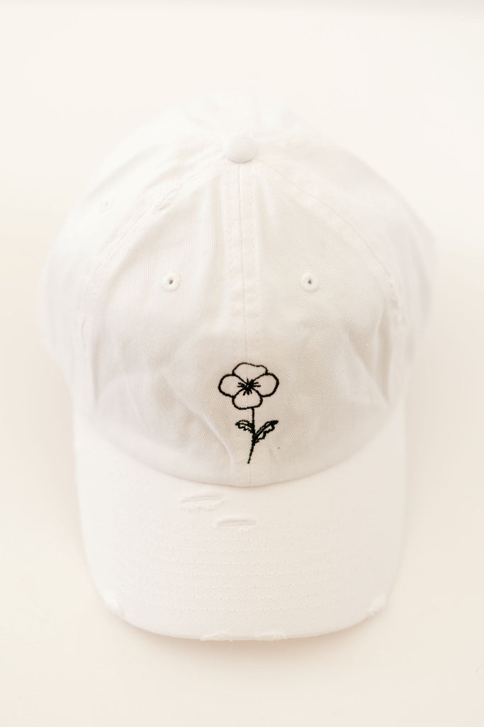 February White Vintage Style Embroidered Hat