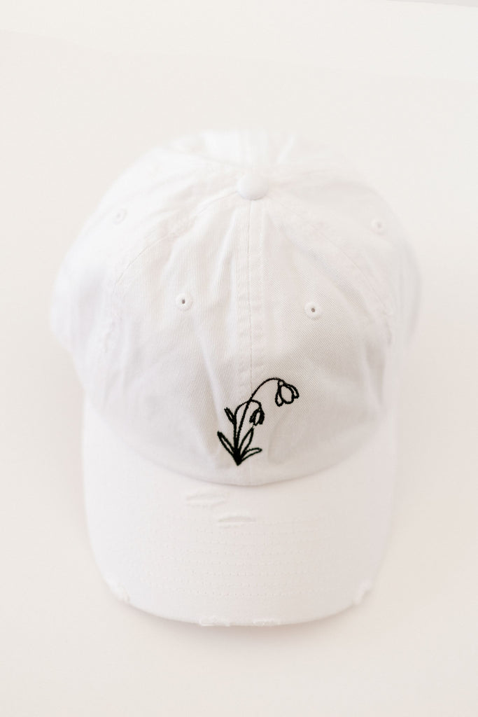 January White Vintage Style Embroidered Hat