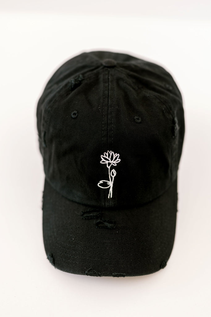 July Black Vintage Style Embroidered Hat