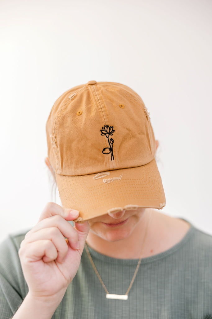 July Timber Vintage Style Embroidered Hat Model
