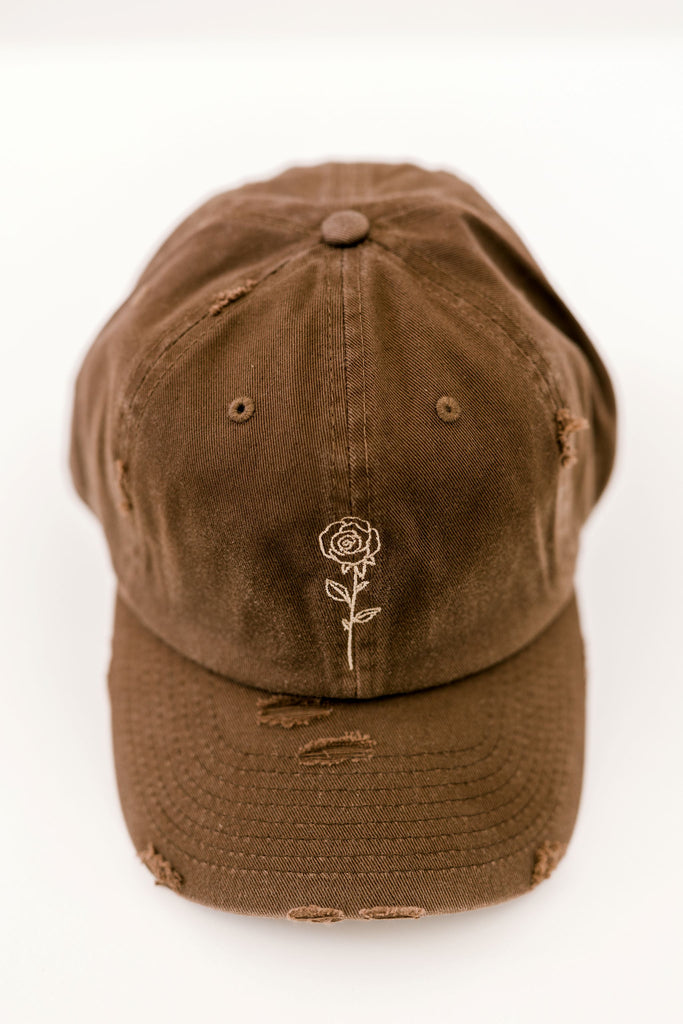 June Brown Vintage Style Embroidered Hat