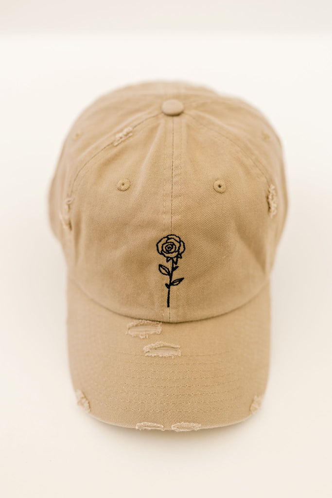 June Khaki Vintage Style Embroidered Hat