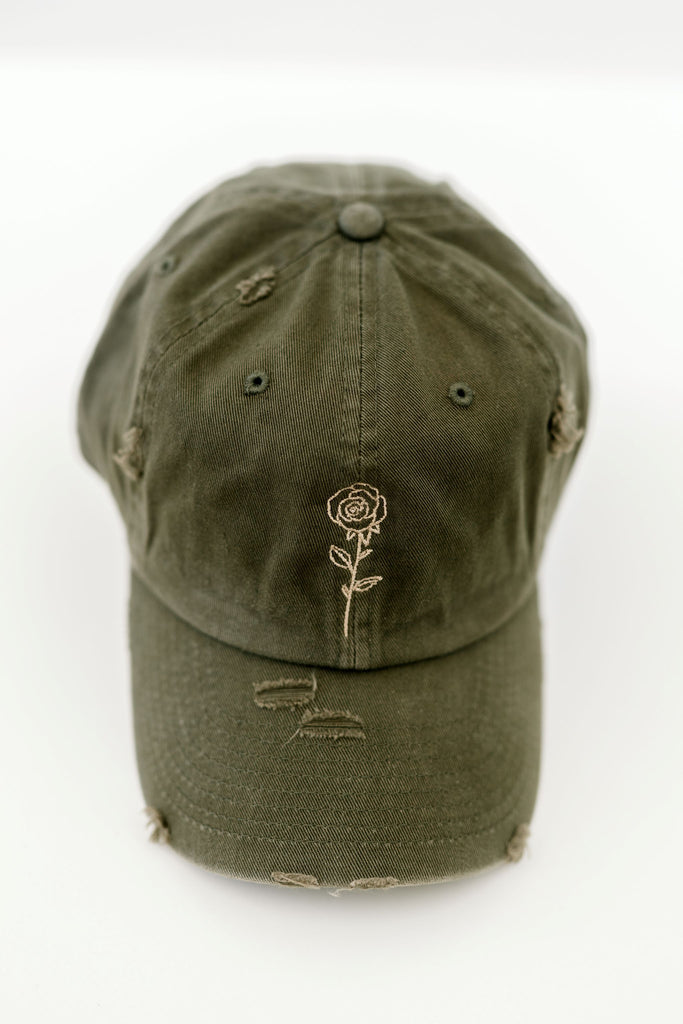 June Olive Vintage Style Embroidered Hat
