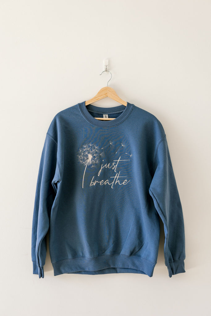 ThreadsbyGram-JustBreatheIndigoBlueColorCrewneckSweatshirt