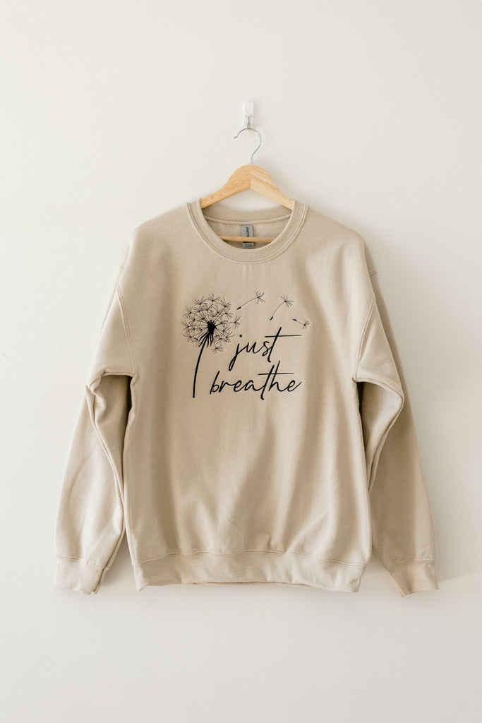 ThreadsbyGram-JustBreatheSandColorCrewneckSweatshirt