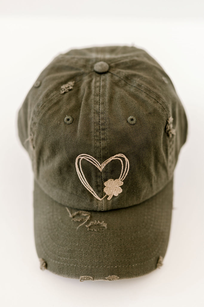 Lucky Heart Olive Vintage Style Hat