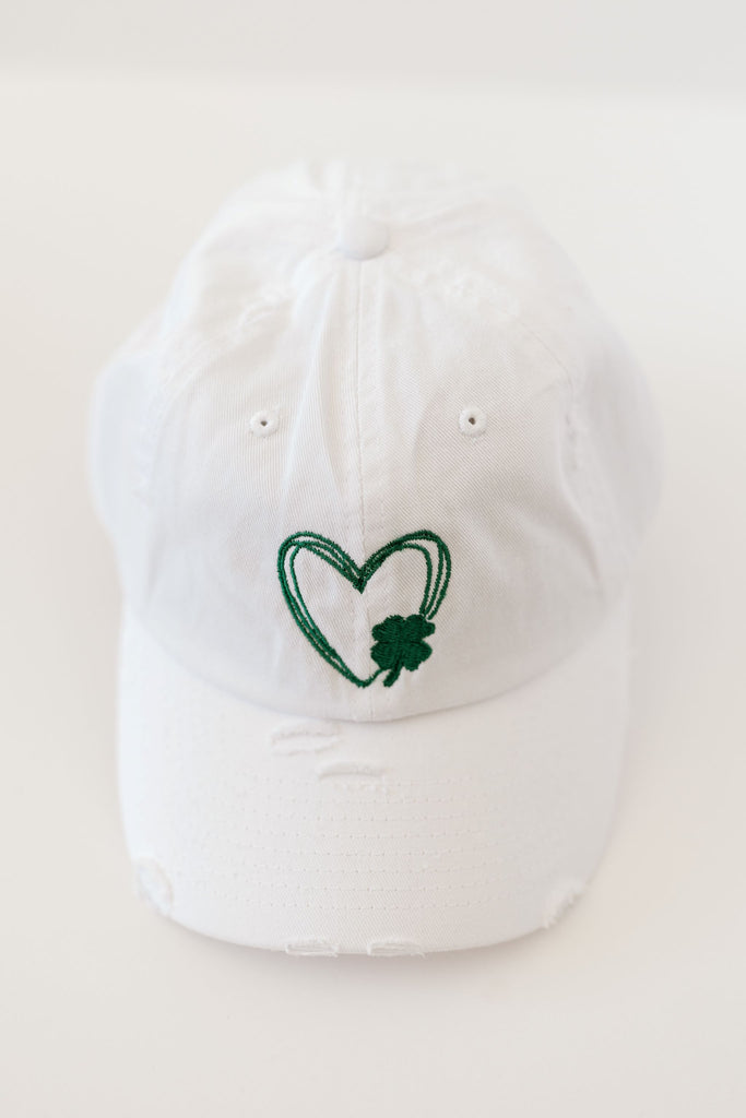 Lucky Heart White Vintage Style Hat