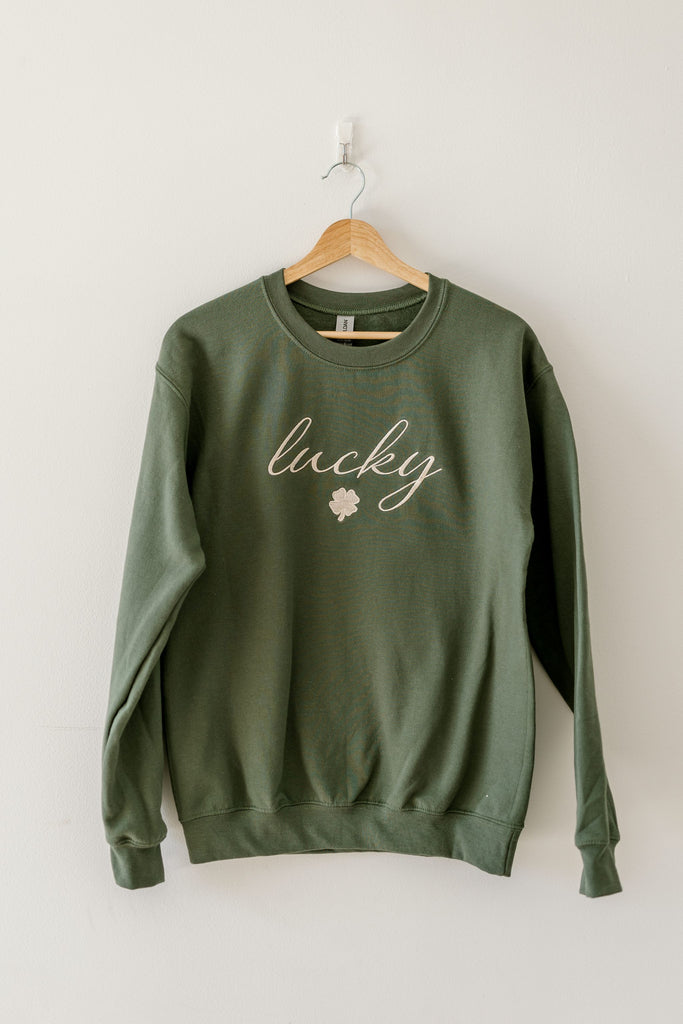 ThreadsbyGram-LuckyMilitaryGreenCrewneckSweatshirt