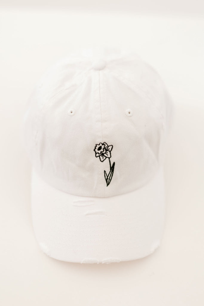 March White Vintage Style Embroidered Hat