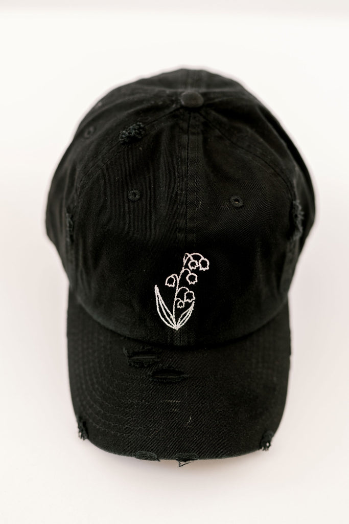 May Black Vintage Style Embroidered Hat