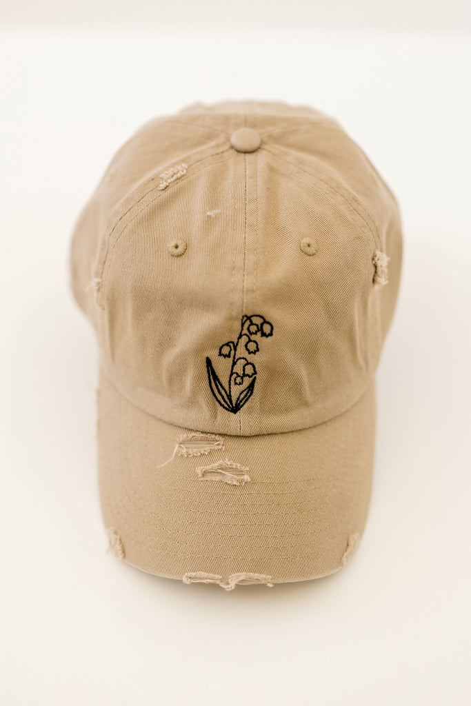 May Khaki Vintage Style Embroidered Hat