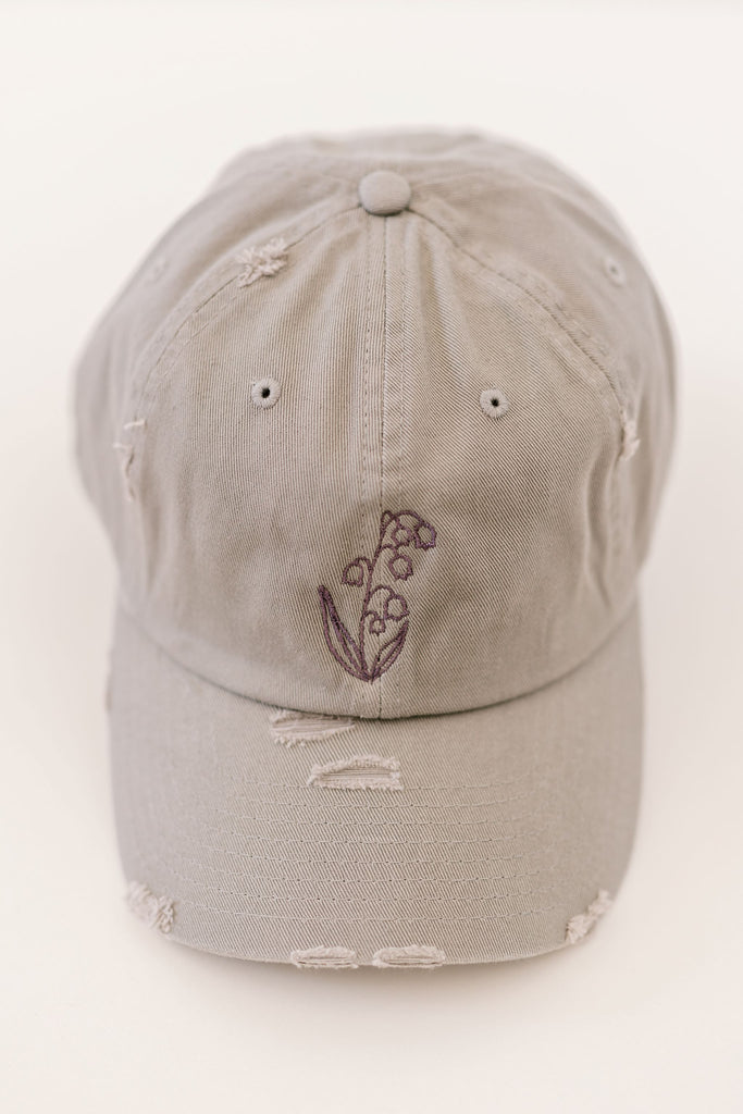 May Light Gray Vintage Style Embroidered Hat