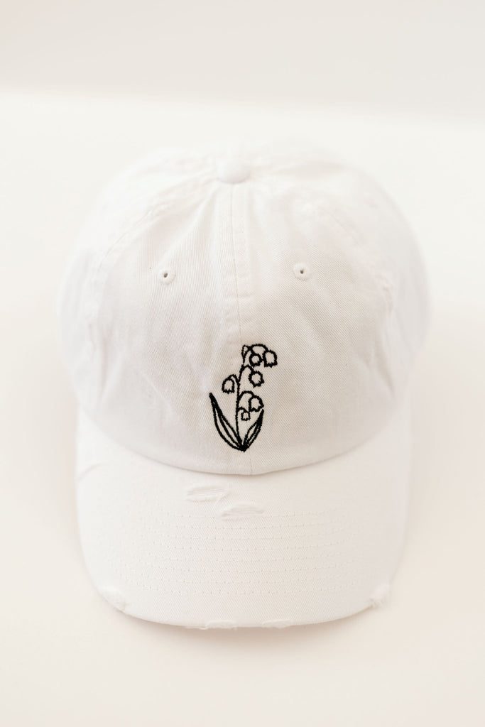 May White Vintage Style Embroidered Hat