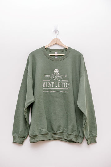 ThreadsbyGram-MistletoeMilitaryGreenColorCrewneckSweatshirt