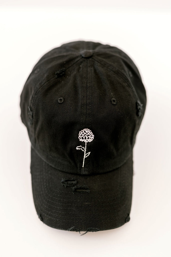 November Black Vintage Style Embroidered Hat