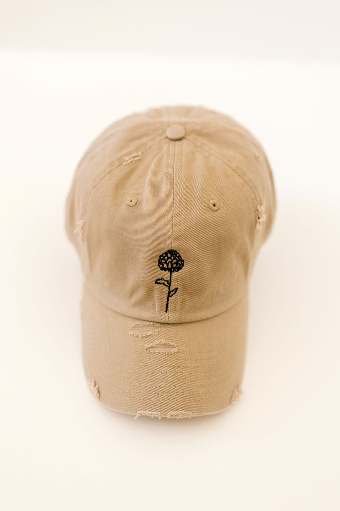 November Khaki Vintage Style Embroidered Hat
