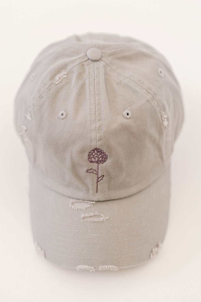 November Light Gray Vintage Style Embroidered Hat
