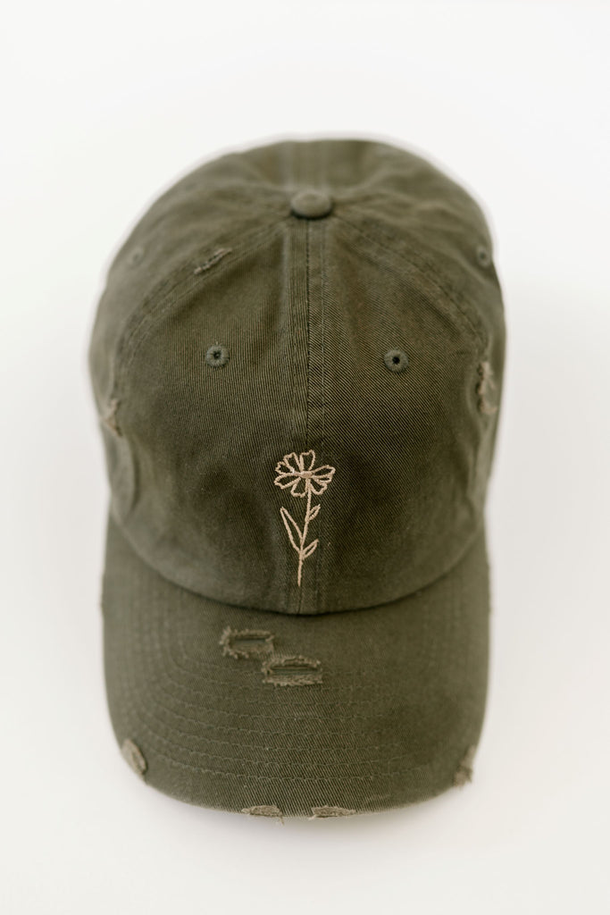 October Olive Vintage Style Embroidered Hat