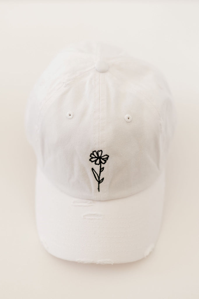 October White Vintage Style Embroidered Hat