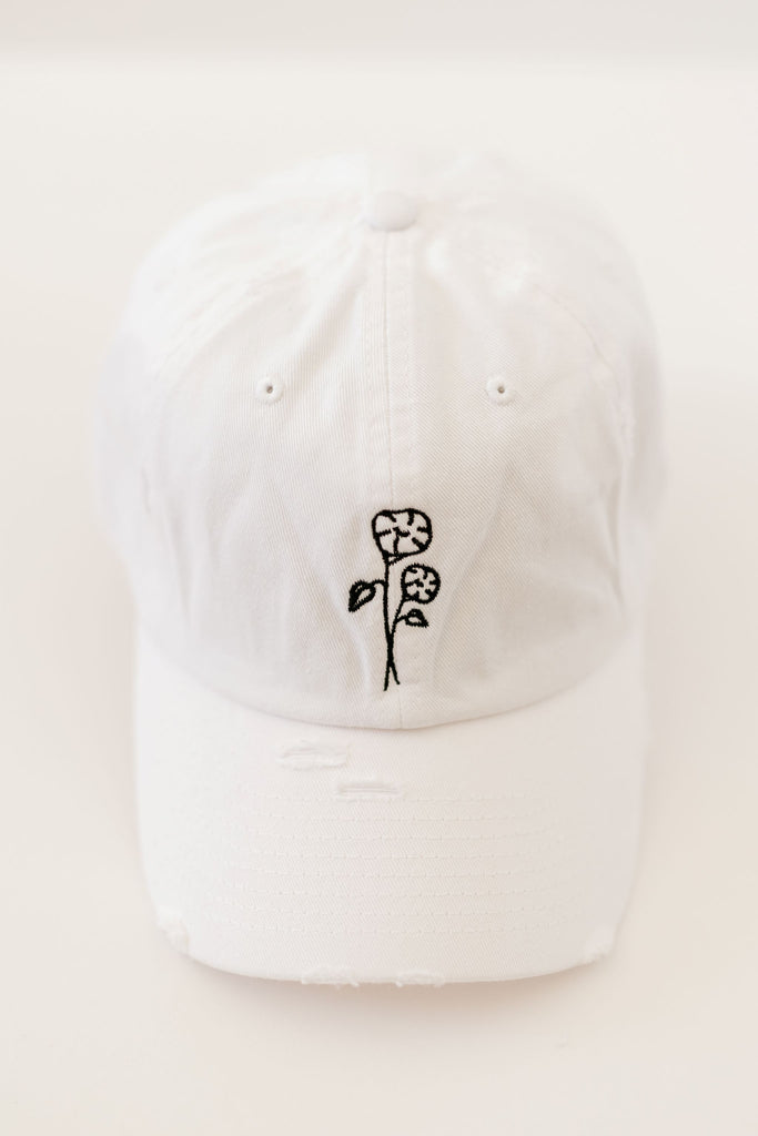 September White Vintage Style Embroidered Hat