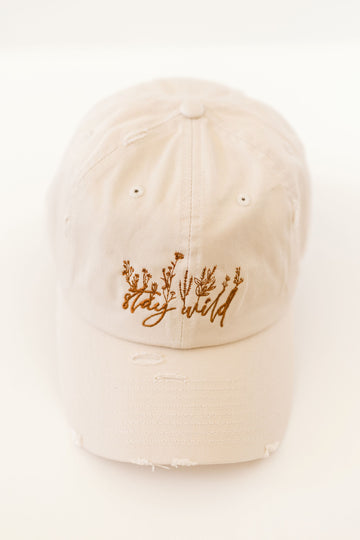 stay wild satin vintage style embroidered hat