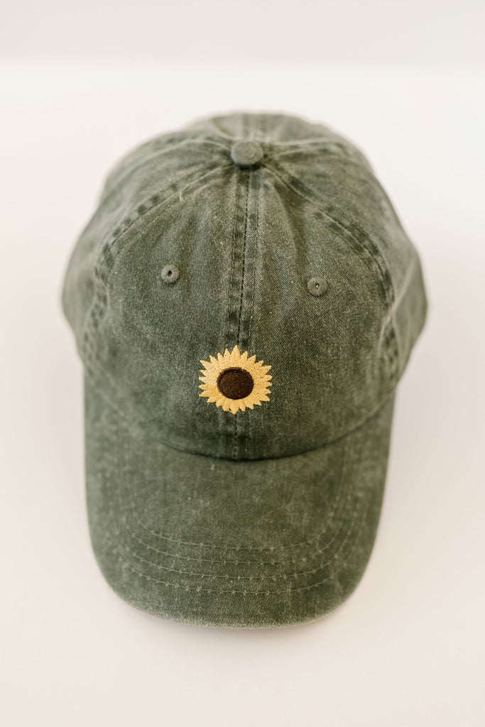 Sunflower green embroidered hat