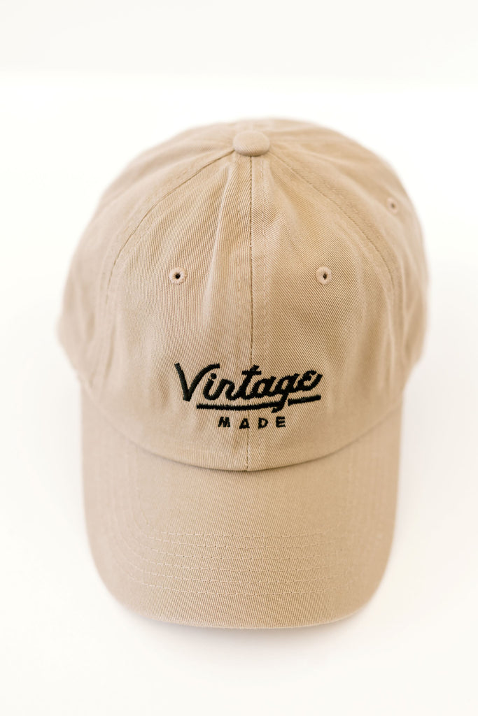 Vintage Made Khaki Embroidered Baseball Hat