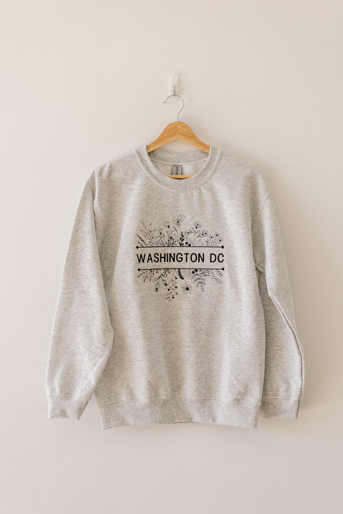 Washington DC Wildflower Ash Color Crewneck Sweatshirt
