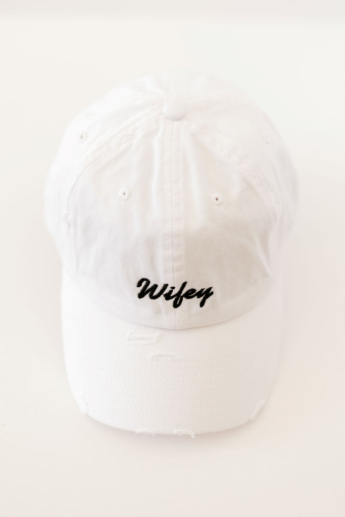 Wifey White Distressed Hat