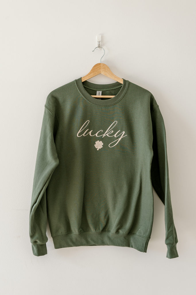 Lucky Military Green Crewneck Sweatshirt