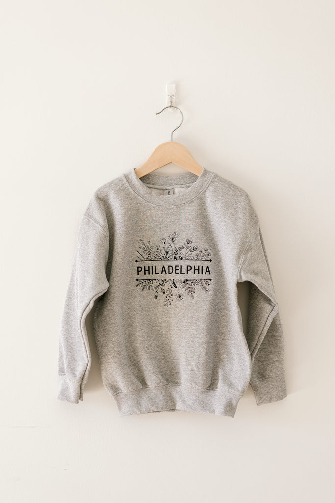 Philadelphia Wildflower Gray Color Crewneck X-Small Sweatshirt
